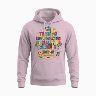 Tschüss Kindergarten Hallo Schule 2026 Endlich Schulkind Unisex Hoodie - Light Pink