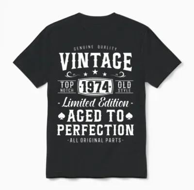 Vintage 1974 Birthday Gift Unisex T-Shirt - Black