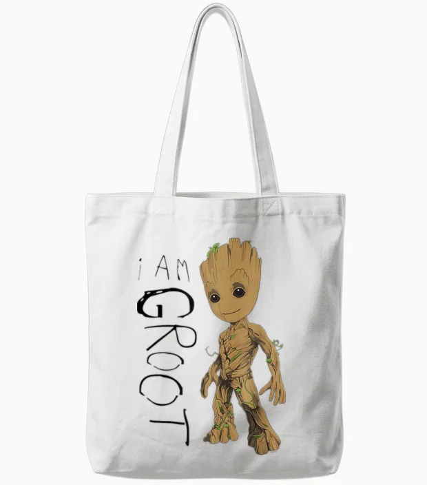 Guardians of the Galaxy Vol.2 I Am Groot Scribbles Tote Bags in White