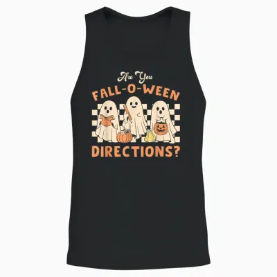 Retro Are You Fall O Ween Directions Teacher Halloween Ghost Unisex Tank Top - Black