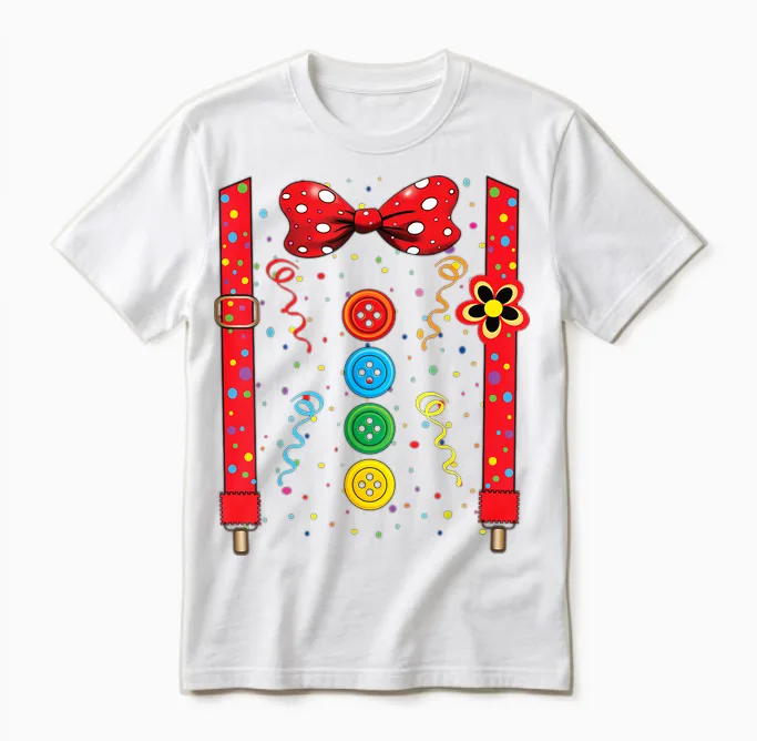 Clown Karneval Kostüm Clownskostüm Clowns Fancy Dress Confetti Unisex T-Shirt in White