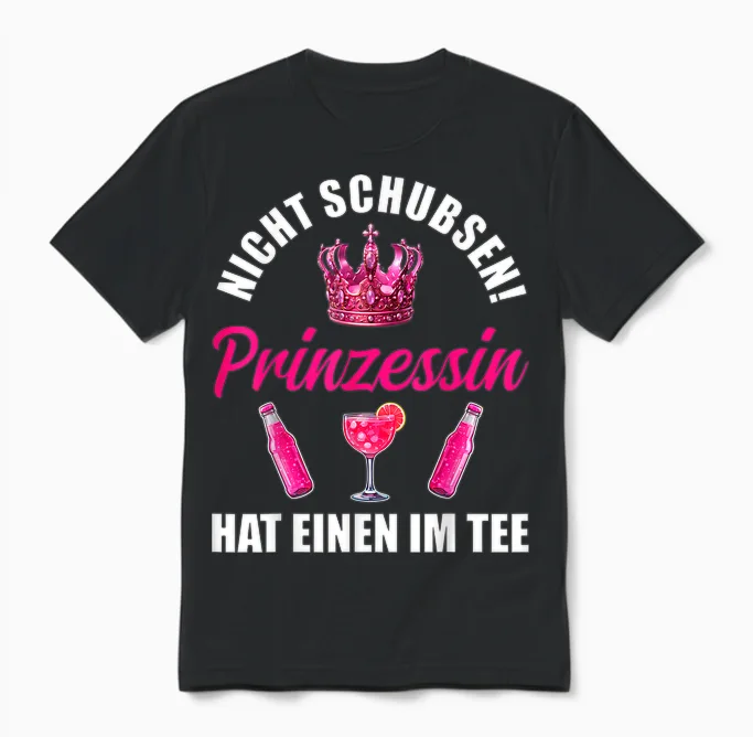 Princess Not Pushing Jga Party Mallorca Malle Saufen T-Shirt, Black Unisex T-Shirt in Black