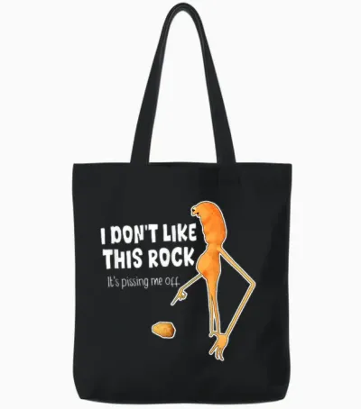 Funny Marcus the Worm Meme I Don't Like This Rock Tote Bags - Black