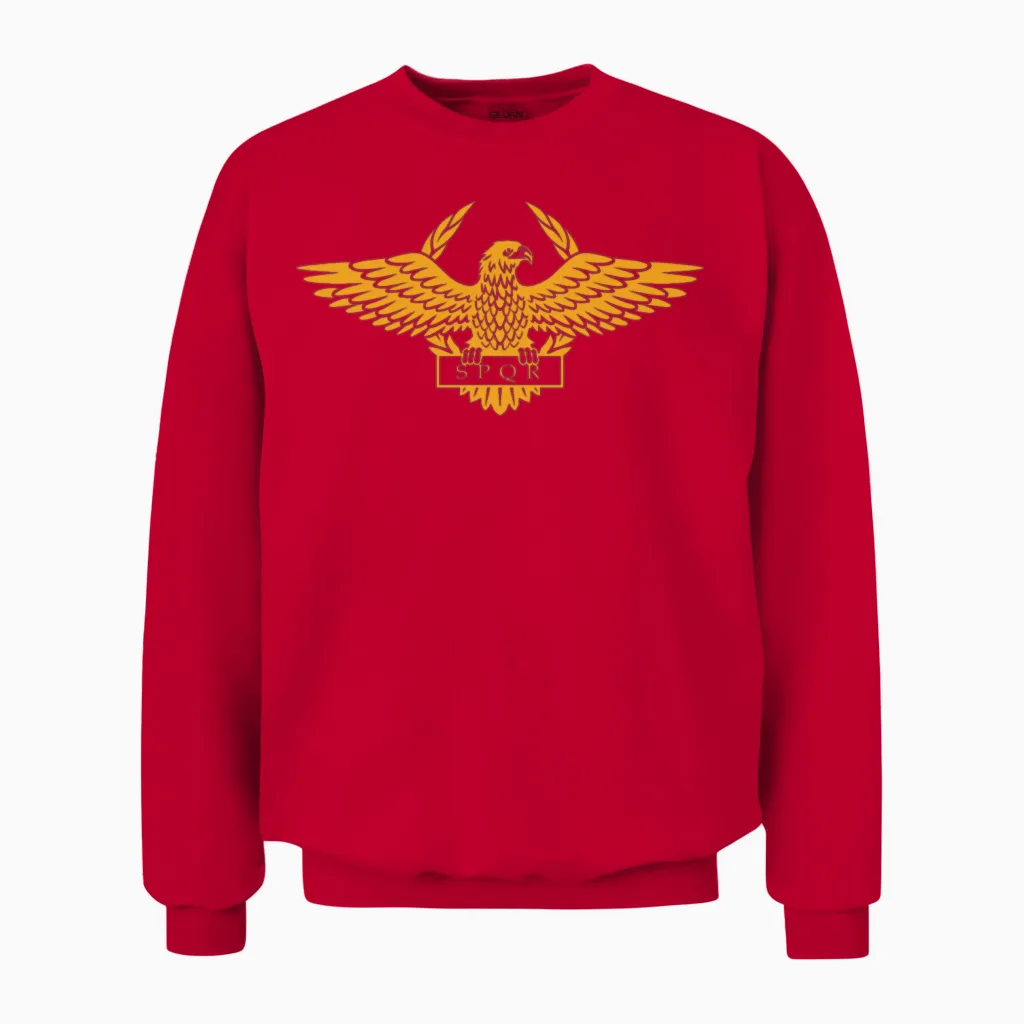 Roman Eagle Aquila (gold) Wildlife Unisex Sweatshirt in Red