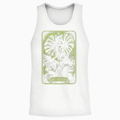 The Monstera Deliciosa Tarot Card | Green Witch Plant Lover Unisex Tank Top - White