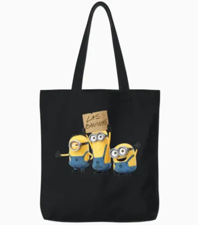 Minions Three Happy Minions with A Tote Bags - Black