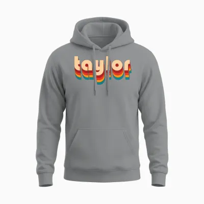 Retro Taylor Name Unisex Hoodie - Sport Grey