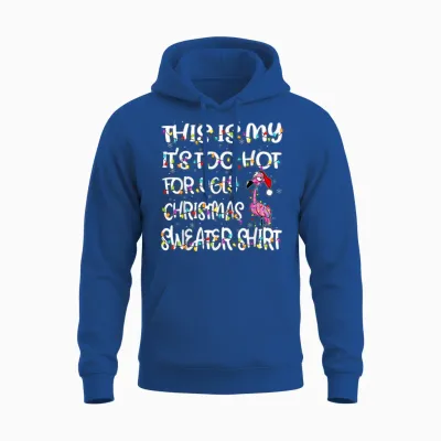 This Is My It's Too Hot for Ugly Sweater Flamingo Christmas Unisex Hoodie - Royal