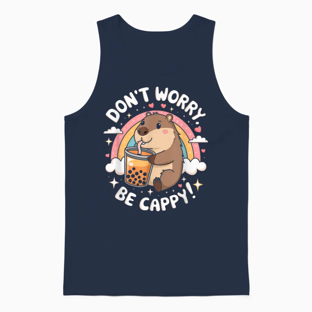 Don't Worry Be Cappy Happy Ocean Stimmungsdesign Unisex Tank Top in Navy