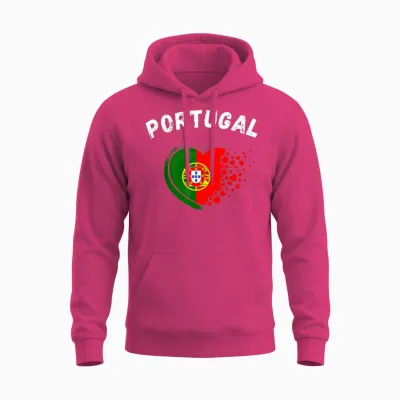 Portugal Flag Heart Outdoor Travel Portuguese to Portugal Unisex Hoodie - Heliconia