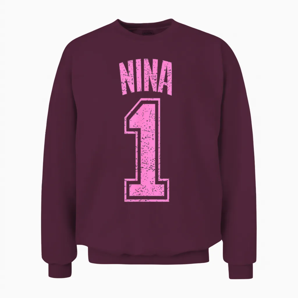 Nina Supporter Number 1 Größter Fan Unisex Sweatshirt in Maroon