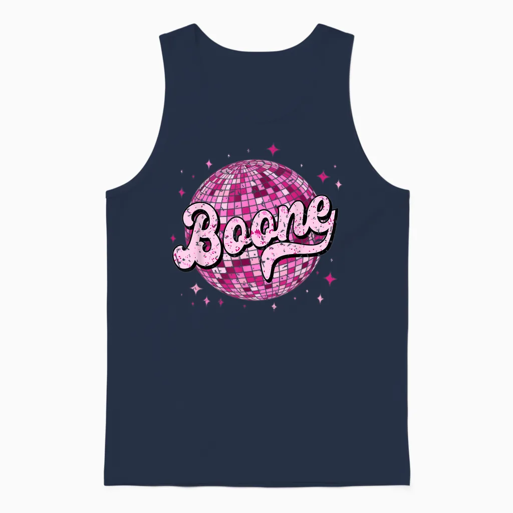 Retro Boone First Name I Love Boone 80's Vintage Unisex Tank Top in Navy