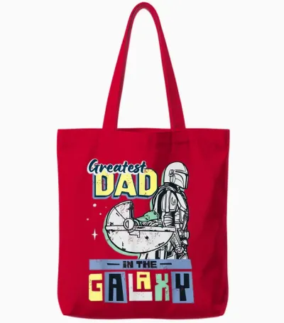 Star Wars the Mandalorian & Grogu Greatest Dad in the Galaxy Tote Bags - Red