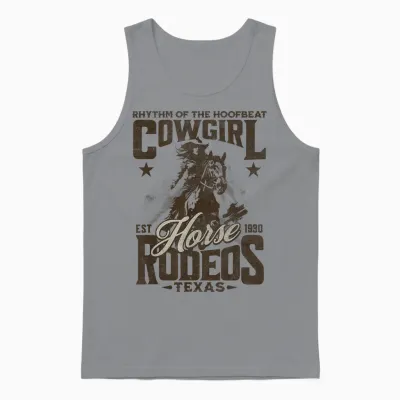Rhythm of the Hoofbeat Cowgirl Horse Rodeos Texas Pferd Unisex Tank Top - Sport Grey