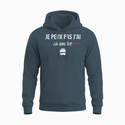 Je Peux Pas J'ai Chantier Construction Public Works Humour T-Shirt, Black, S Unisex Hoodie - Dark Heather