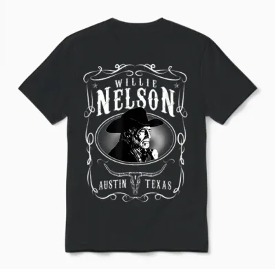 Willie Nelson Offizielles Austin T-Shirt, Herren, Schwarz, S, Kurzarm, Klassisch, Lizenziert Und Offiziell, Willie Nelson Fans, Musikliebhaber, Classic T-Shirt Fans, Erwachsene, Kinder Unisex T-Shirt - Black