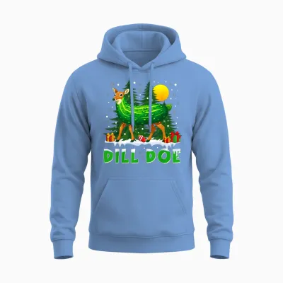 Dill Doe Pickle Funny Inappropriate Christmas Adult Humor Unisex Hoodie - Carolina Blue