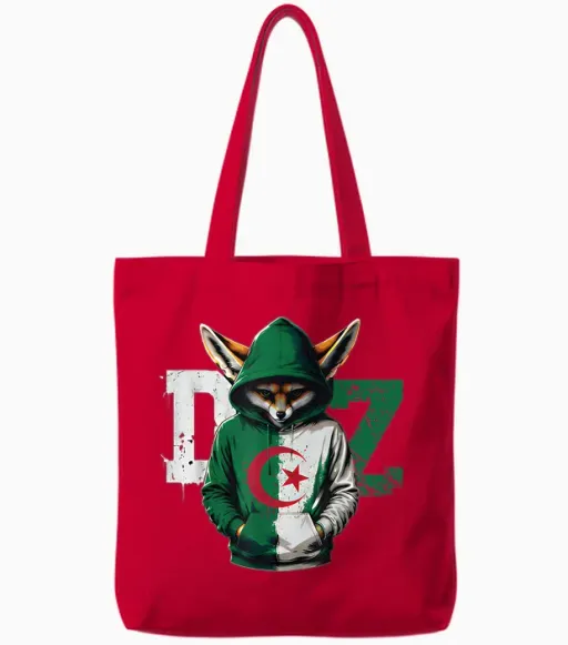 Fennec Algerian Flag Football Gift Jersey Dz Tote Bags in Red
