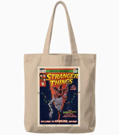 Stranger Things Welcome to Hawkins Comic Cover Tote Bags - Natural