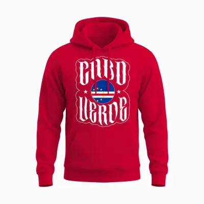 Love Cabo Cape Verde with Cape Verdean Flag in a Circle T-Shirt, Black, S Unisex Hoodie - Red