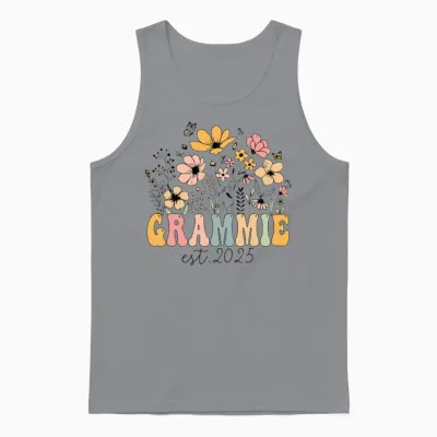 Grammie Flower Retro Unisex Tank Top - Sport Grey