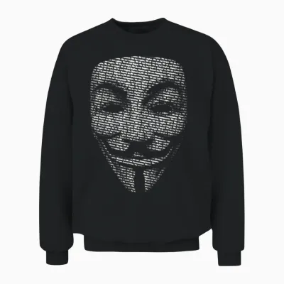 V for Vendetta Mask Guy Fawkes Unisex Sweatshirt - Black