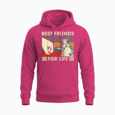 Retro Vintage Squirrel Best Friend for Life Fist Bump T-Shirt Small Unisex Hoodie - Heliconia