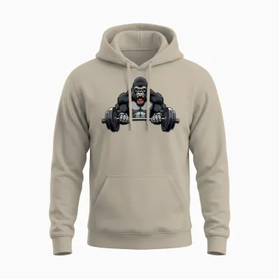 Gorilla, Beast, Body Builder Unisex Hoodie - Sand
