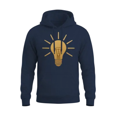 Golden Glow Lightbulb Unisex Hoodie - Navy