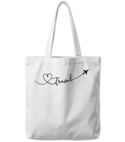 Travel Love with Plane Tote Bags - White