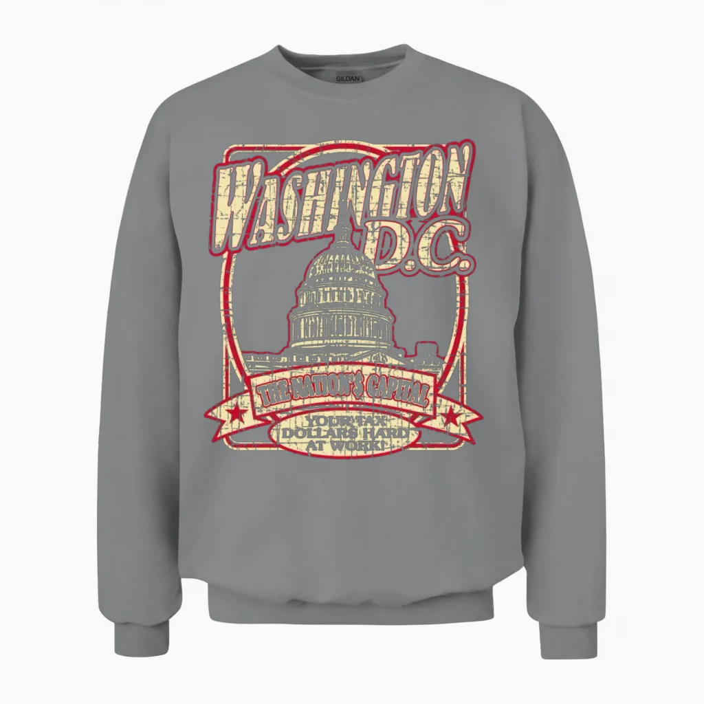 Washington D.c. Souvenir Satire Unisex Sweatshirt in Sport Grey