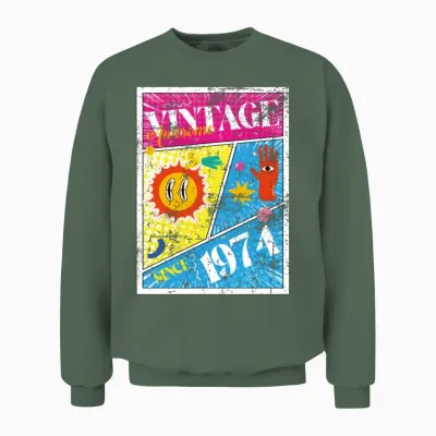 Vintage 1974 50th Birthday Unisex Sweatshirt - Military Green
