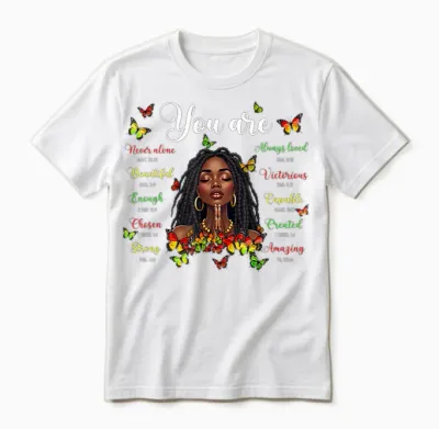 Black History Loc'd Afro Girl You Are Bible Verse Christian Unisex T-Shirt - White