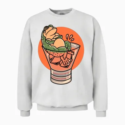 Drunken Frog Funny Unisex Sweatshirt - White