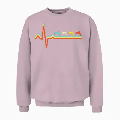 Dolphin Retro Unisex Sweatshirt - Light Pink