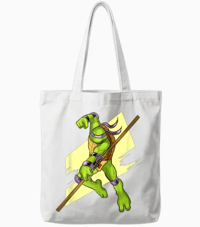 Donatello in Fighting Stance Tote Bags - White