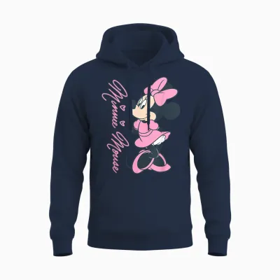 Disney Mickey Mouse and Friends Minnie Mouse Pink Hearts Unisex Hoodie - Navy