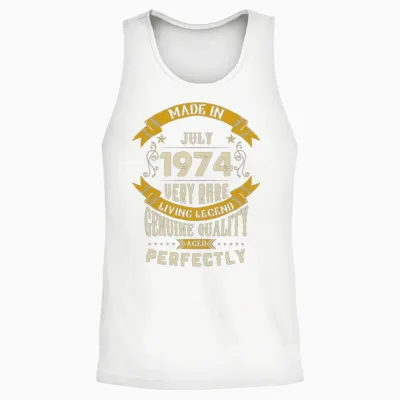 July 1974 Vintage Birthday Present Unisex Tank Top - White