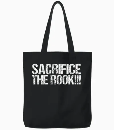 Sacrifice the Rook Shirt Funny Chess Tote Bags - Black