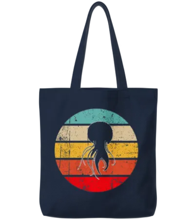 Jellyfish Retro Tote Bags - Navy