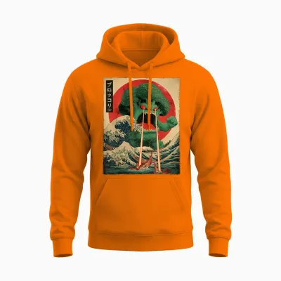 Brokkoli Brokkoli Kaiju Monster Japanisches Vintage-Poster Unisex Hoodie - Safety Orange