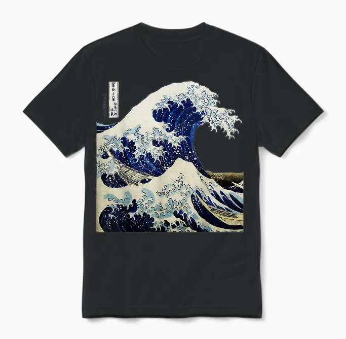 Kanagawa Japanese the Great Wave Unisex T-Shirt in Black