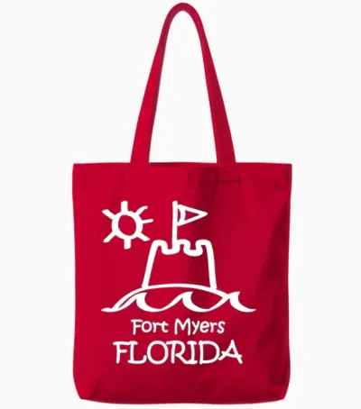 Fort Myers Florida Sandcastle Souvenirs Gifts Tote Bags - Red