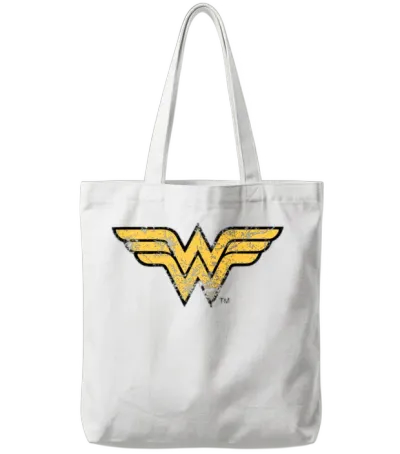 Justice League Wonder Woman Logo Vintage Tote Bags - White