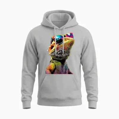 Bearded Dragon Lizard Pogona Bearded Dragon Cute Bearded Dragon Unisex Hoodie - Ash