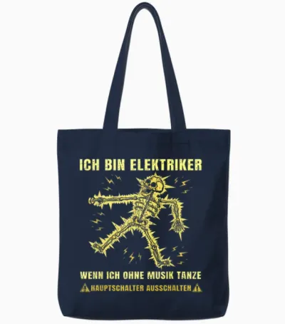 Ich Bin Elektriker Wenn Ich Ohne Musik Tanze Hauptschalter Tote Bags - Navy