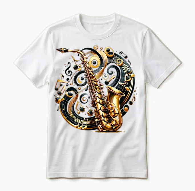 Saxophon Symphonie Violinschlüssel Blues Musikliebhaber Unisex T-Shirt in White