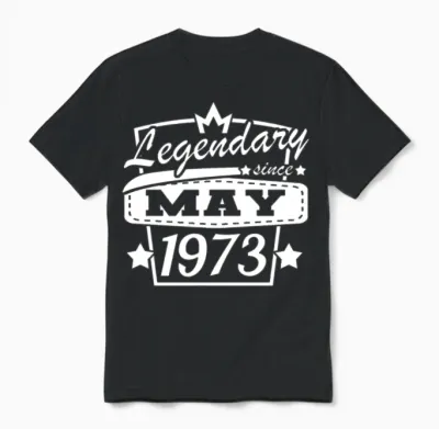 May 1973 Retro Birthday Unisex T-Shirt - Black