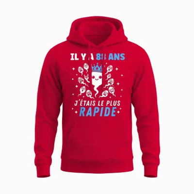 Graine Le Plus Rapide Blague Anniversaire Humour 88 Ans Unisex Hoodie - Red