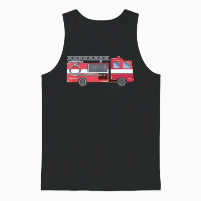 Feuerwehr T-Shirt Kinder Mit Rotem Feuerwehrauto Unisex Tank Top - Black